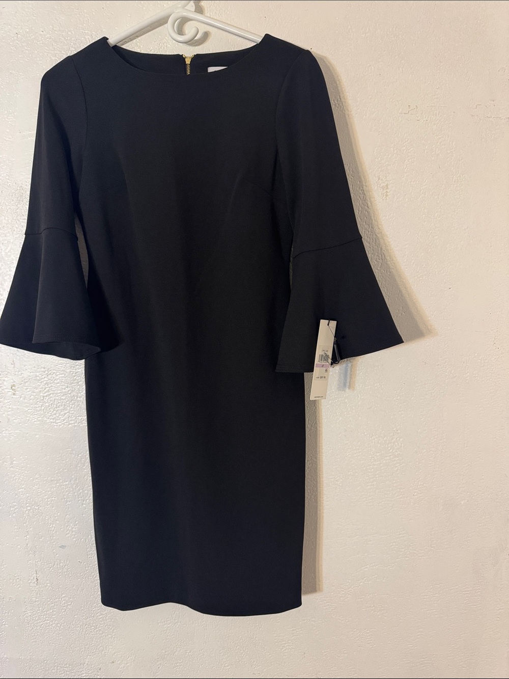 Calvin Klein Black Bell-Sleeve Sheath Dress Size 6P